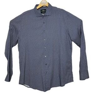 Rodd & Gunn Mens Navy Blue w/ White Hexagon Design L/S Ctn Btn Down Size XL‎